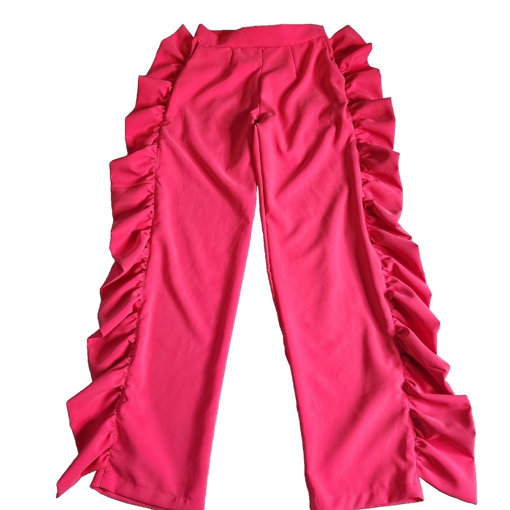 Womens Hot Pink‎ Ruffle Side Pants Size S/M